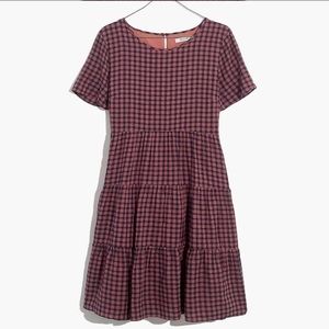 madewell short sleeve tiered mini dress